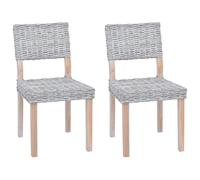 vidaXL Silla de Comedor 2 pcs Lavado 46 x 55 x 84 cm Ratán Kubu, Silla de Comedor Elegante, Asiento de ratán Moderno, Acabado de Caoba, Respaldo cómodo, soluciones de Muebles Chic