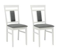 vidaXL Silla de Comedor 2 pcs y Gris Madera de Caucho Sólido, Silla de Comedor Elegante, Diseño Rectangular Vintage, Madera de Caucho, Asiento Acolchado Cómodo, Mueble Rústico Chic