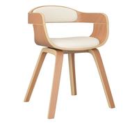 Vidaxl silla de comedor de cuero sintético y madera curvada crema