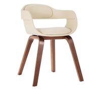 Vidaxl silla de comedor de madera curvada y cuero artificial blanco