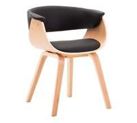 Vidaxl silla de comedor de madera curvada y cuero sintético negro