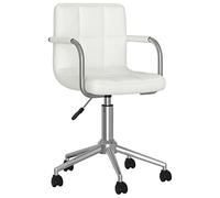 vidaXL Silla de Comedor Giratoria Asiento Mobiliario Muebles Oficina Salón Sala de Estar Cocina Escritorio Relajación Cuero Sintético Blanco