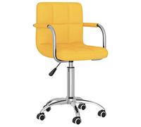 vidaXL Silla de Comedor Giratoria Asiento Mobiliario Muebles Oficina Salón Sala de Estar Cocina Escritorio Relajación de Tela Amarilla Mostaza