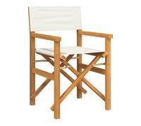 vidaXL Silla de Director Plegable Madera Maciza de Teca Crema