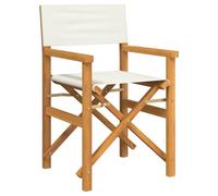 vidaXL Silla de Director Plegable Madera Maciza de Teca Crema