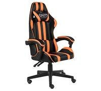vidaXL Silla de Gaming Regulable en Altura - Silla de Oficina giratoria - Asiento Deportivo - Silla de Ordenador - Negro y Naranja - Piel sintética