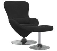 vidaXL Sillón Negro Elegante con reposapiés, Asiento Moderno de Interior para Leer, Estructura Duradera de Cuero sintético y Metal Ideal para Relajarse en la Sala de Estar