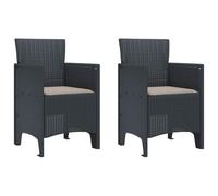 vidaXL Silla de Jardín 2 pcs Antracita 53 x 49 x 85 cm Polipropileno, Silla Moderna para jardín y terraza, Asientos rectangulares, cómoda, Duradera Relajarse