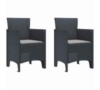 vidaXL Silla de Jardín 2 pcs Antracita 53 x 49 x 85 cm Polipropileno, Silla Moderna para jardín y terraza, Asientos rectangulares, cómoda, Duradera Relajarse