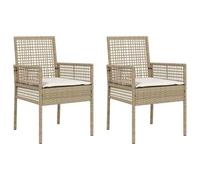 vidaXL Silla de jardín 2 piezas ratán sintético beige 55 x 53 x 85 cm