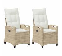 vidaXL Silla de jardín 2 piezas Beige/Crema 56×60×112 cm Reclinable Ergonómica Resistente al clima