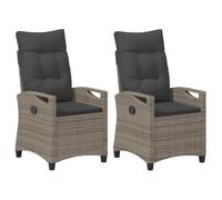 vidaXL Silla de Jardín 2 pcs Gris y Gris Oscuro 56 x 60 x 112 cm, Muebles Modernos para jardín y terraza, Silla reclinable Rectangular, Asiento Exterior ergonómico, Resistente al Clima, Tumbona