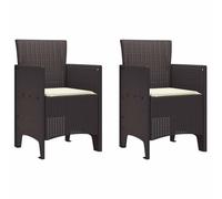 vidaXL Sillas de jardín con Cojines, 2 Piezas, marrón, de polirratán. Ligeras, duraderas Aire Libre. Muebles de terraza con un Estilo Moderno, Ideales para Relajarse.