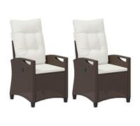 vidaXL Silla de Jardín 2 pcs Marrón y Crema 56 x 60 x 112 cm, Muebles Modernos para jardín y terraza, Silla reclinable Rectangular, Asiento Exterior ergonómico, Resistente al Clima, Tumbona Duradera