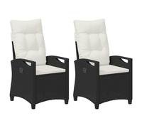 vidaXL Silla de Jardín 2 pcs Negro y Crema 56 x 60 x 112 cm, Muebles Modernos para jardín y terraza, Silla reclinable Rectangular, Asiento Exterior ergonómico, Resistente al Clima, Tumbona Duradera