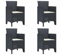 vidaXL Silla de Jardín 4 pcs Antracita 53 x 49 x 85 cm Polipropileno, Silla Moderna para jardín y terraza, Asientos rectangulares, cómoda, Duradera Relajarse