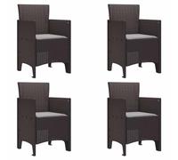 vidaXL Silla de Jardín 4 pcs Marrón 53 x 49 x 85 cm Polipropileno, Silla Moderna para jardín y terraza, Asientos rectangulares, cómoda, Duradera Relajarse