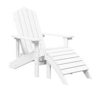 Vidaxl silla de jardín adirondack con reposapiés hdpe blanco