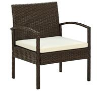 vidaXL Silla de Jardín con Cojín Sillón Exterior Patio Terraza Balcón Asiento Butacas Muebles Mobiliario Duradera Robusta Ratán Sintético Marrón