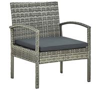 vidaXL Silla de Jardín con Cojín Sillón Exterior Patio Terraza Balcón Asiento Butacas Muebles Mobiliario Duradera Robusta Ratán Sintético Gris