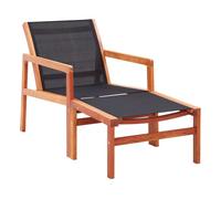 Vidaxl silla de jardín con reposapiés madera de eucalipto y textilene