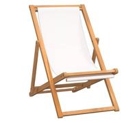vidaXL Teca Tumbona 56x105x96 cm Crema Silla Asiento Cama Sofá Jardín Terraza