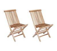 vidaXL Silla de jardín Plegable 2 uds. Natural Madera de Teca Maciza