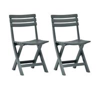 Vidaxl silla de jardín plegable 2 unidades plástico verde