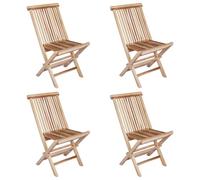 vidaXL Silla de jardín Plegable 4 pcs Natural Madera de Teca Maciza, Silla de Teca Moderna para Exterior, Asiento Plegable, Muebles de Patio, Ideal para Comidas