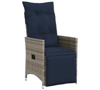vidaXL Silla de jardín reclinable con Cojines de ratán sintético Gris