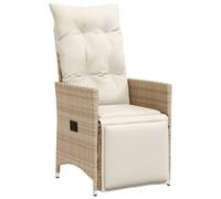 vidaXL Silla de jardín reclinable con Cojines ratán sintético Beige, Silla de Patio reclinable, Asiento de jardín reclinable, Tumbona