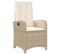vidaXL Silla de jardín reclinable con Cojines ratán sintético Beige