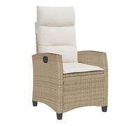 Vidaxl silla de jardín reclinable con mesa auxiliar ratán beige