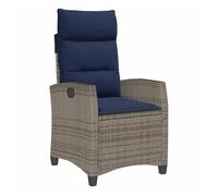 Vidaxl silla de jardín reclinable con mesa auxiliar ratán gris