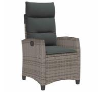 vidaXL Silla de jardín reclinable con Mesa Auxiliar ratán Gris, Silla reclinable para Patio, sillón reclinable para Muebles de Patio, sillón reclinable para jardín