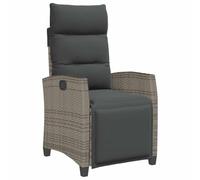 vidaXL Silla de jardín reclinable con Mesa Auxiliar ratán Gris, Silla reclinable para Patio, sillón reclinable para Muebles de Patio, sillón reclinable para jardín