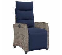 vidaXL Silla de jardín reclinable con Mesa Auxiliar ratán Gris, Silla reclinable para Patio, sillón reclinable para Muebles de Patio, sillón reclinable para jardín