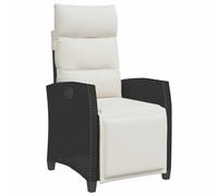 vidaXL Silla de jardín reclinable con Mesa Auxiliar ratán Negro, Silla reclinable para Patio, sillón reclinable para Muebles de Patio, sillón reclinable para jardín