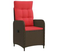 vidaXL Silla de jardín reclinable Marrón y Rojo ratán sintético