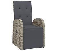 Sillón Reclinable De Jardín Con Cojín Ratán Sintético Gris Vidaxl
