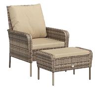 Sillón De Jardín Con Reposapiés Ratán Sintético Marrón Claro Vidaxl