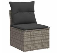 vidaXL Silla de Jardín sin Reposabrazos con Cojines, Sofá Modular, Sillón Individual, Asiento para Patio Terraza Balcón, Ratán PE Gris