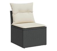 Vidaxl silla de jardín sin reposabrazos con cojines ratán pe negro