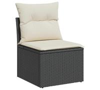 Vidaxl silla de jardín sin reposabrazos con cojines ratán pe negro