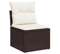 vidaXL Silla de Jardín sin Reposabrazos con Cojines, Sofá Modular, Sillón Individual, Asiento para Patio Terraza Balcón, Ratán PE Marrón
