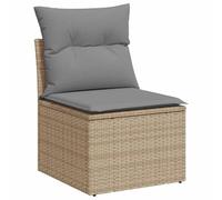 vidaXL Silla de Jardín sin Reposabrazos con Cojines, Sofá Modular, Sillón Individual, Asiento para Patio Terraza Balcón, Ratán PE Beige