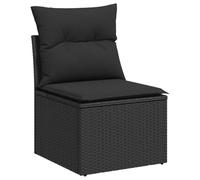 vidaXL Silla de Jardín sin Reposabrazos con Cojines, Sofá Modular, Sillón Individual, Asiento para Patio Terraza Balcón, Ratán PE Negro