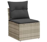 vidaXL Silla de Jardín sin Reposabrazos con Cojines, Sofá Modular, Sillón Individual, Asiento para Patio Terraza Balcón, Ratán PE Gris Claro