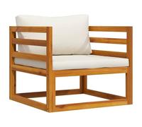 vidaXL Silla de Jardín y Cojines Sillón Exterior Terraza Balcón Asiento Butaca Mueble Patio Duradera Robusta Crema Madera Maciza de Acacia