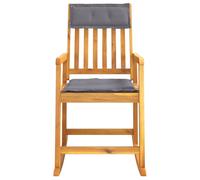 vidaXL Silla de madera de acacia con cojines grises, ideal para interiores y exteriores, respaldo y asiento cómodos